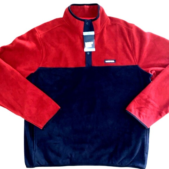 Lands End Fleece Mock Collar Long Sleeve Quarter Button Up Jacket  - Large - Picture 1 of 6